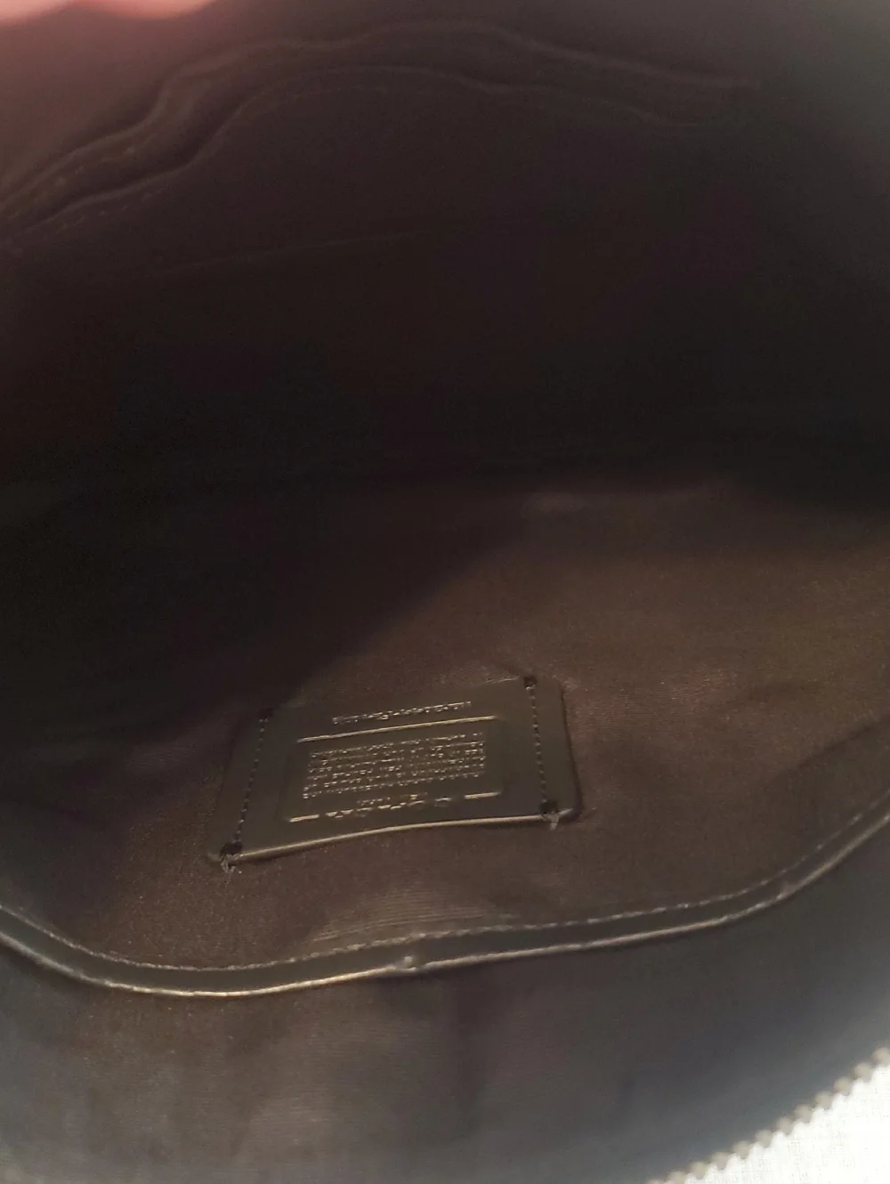 Coach Brown Leather Laptop Pouch with Navy and Cream Stripes